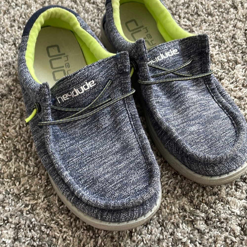 HEY Dude Wally Youth Denim Shoes - Size Y2-L3